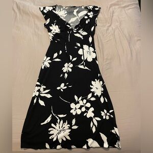 Floral Black and White Dress